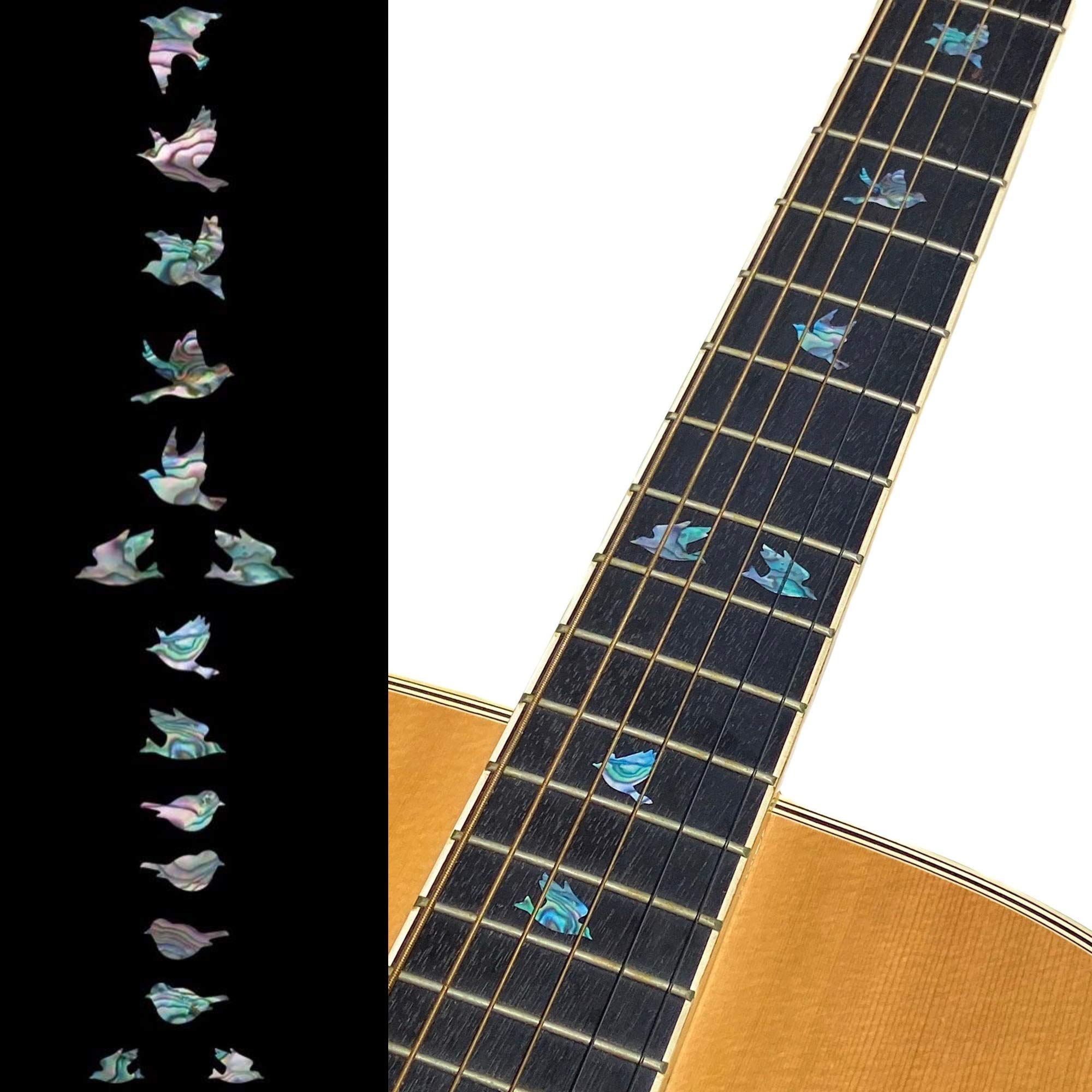 Inlay Sticker F-099DV-MX Fret Markers for Guitars & Bass - Doves - Abalone Mix, Abalone Blue
