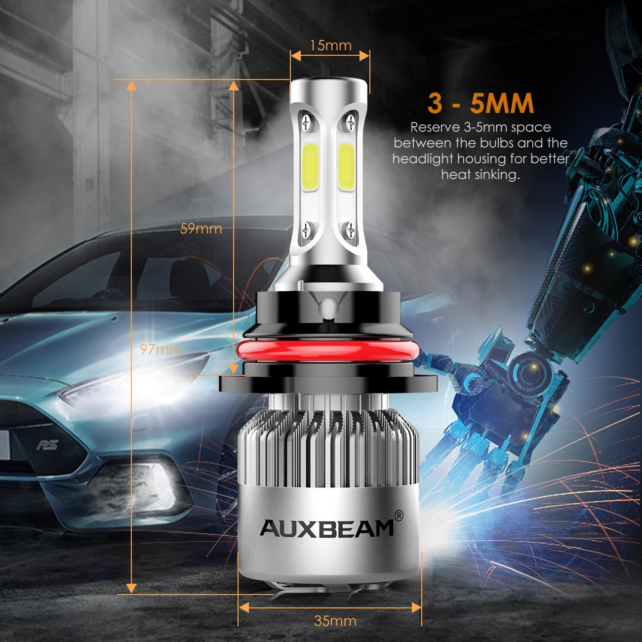 Auxbeam LED Headlight Bulbs FS2 Series 9007 LED Headlight Bulb HB5