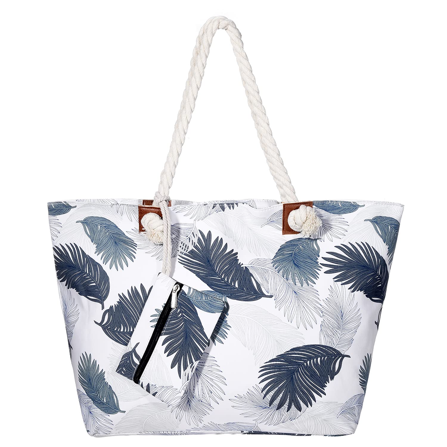 MASADA Large beach bag water resistant with zip Feathers