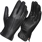 FIORETTO Men’s Chrome-Free Leather Gloves Winter – Touchscreen Driving Gloves with Warm Wool Lining M24001