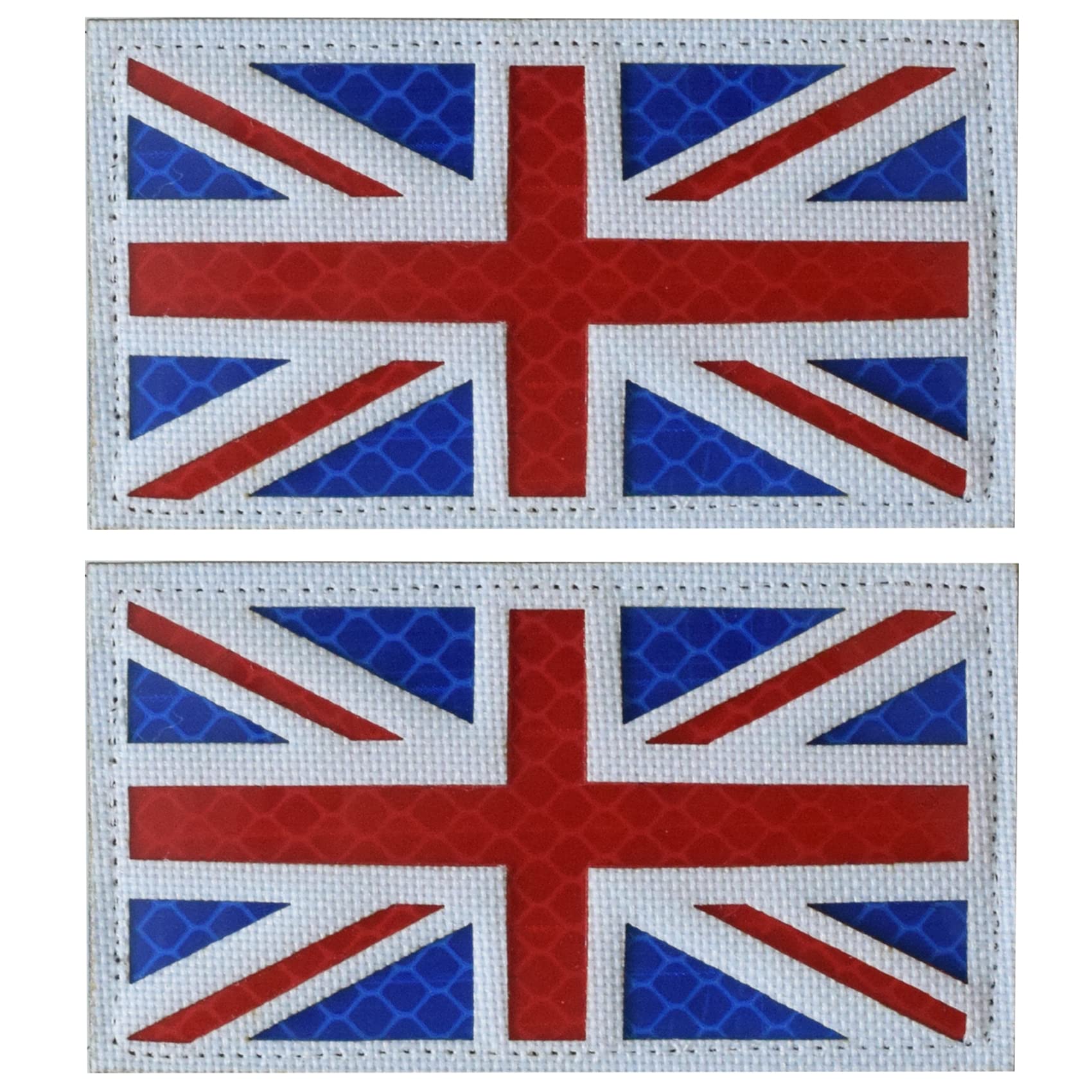 GYGYL 2PCS British Union Jack Reflective IR Tactical Patch, Tactical Patches Morale Applique with Hook and Loop for Military Uniform Tactical Bag Jacket Jeans Hat (Blue & Red)