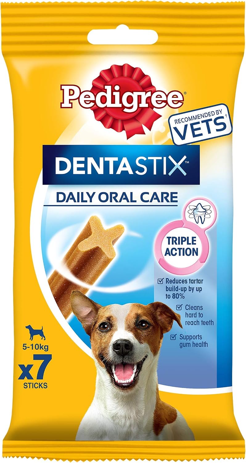 Pedigree DentaStix - Daily Dental Chews For Small Dogs (5-10 kg), 7 Sticks 110g Pack of 10, red, 15.71 g (Pack of 70)