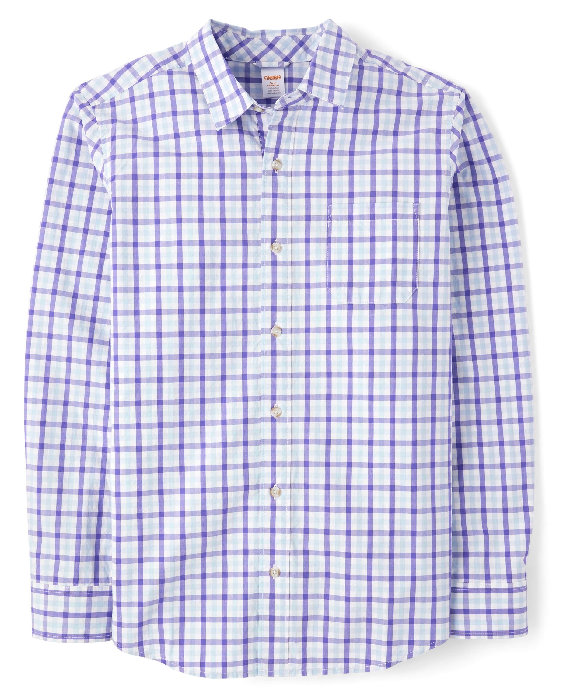 Gymboree,Mens,Dad and Son Matching Long Sleeve Button Up Shirt,Purple Plaid,XXXLarge (Adult)