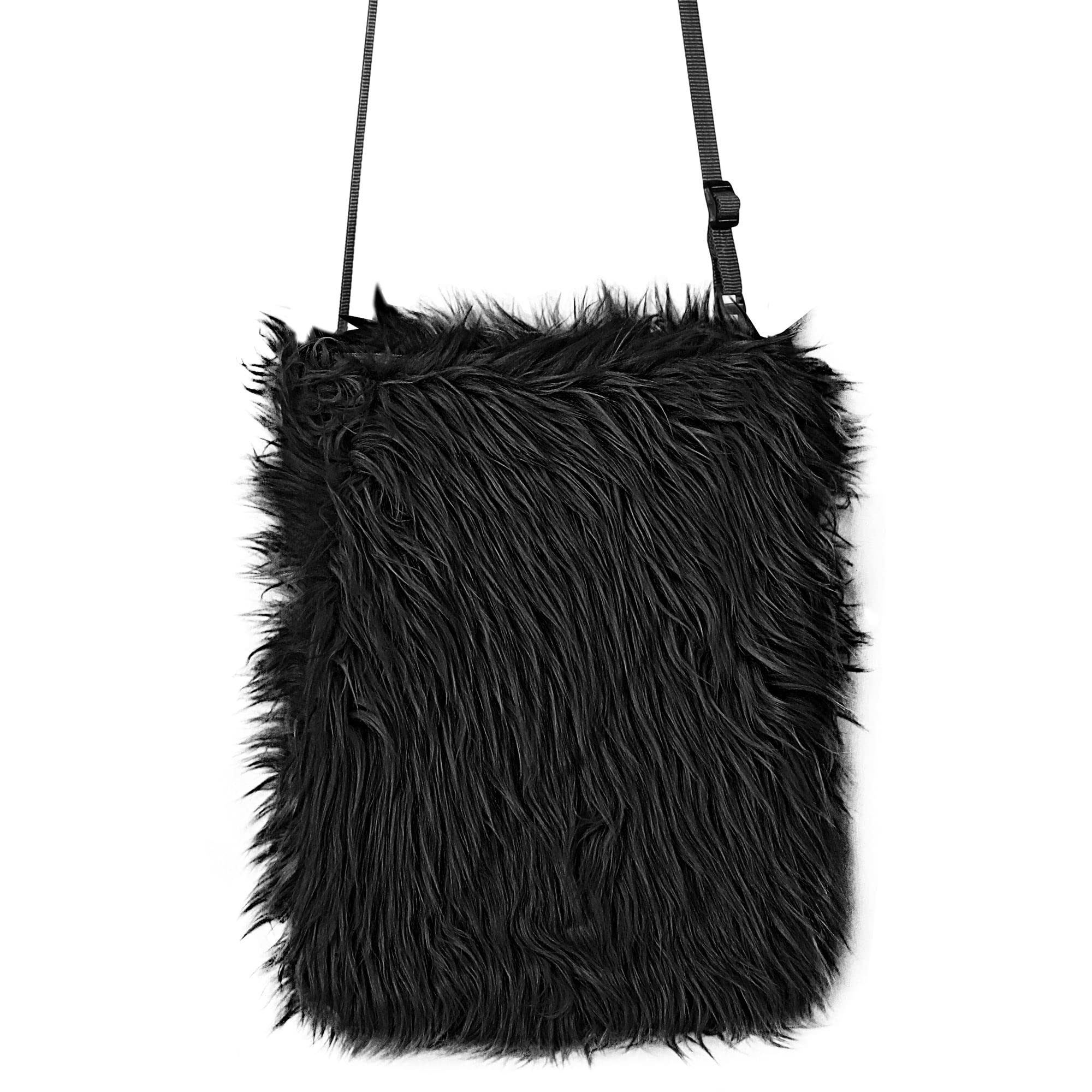 WIDMANN 09821 Women's Plush Handbag, Black, One Size