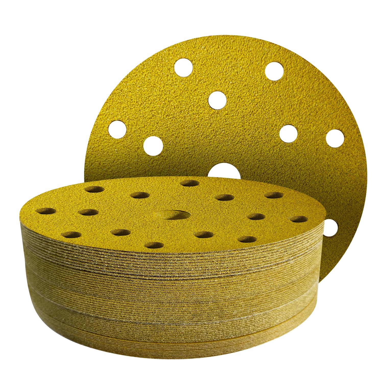 GZKTY 50Pcs 150mm Sanding Discs - Professional Grit 80 Sanding Discs - 15 Hole for Random Orbital Sander - Aluminium Oxide Abrasive Car Dry Sanding Sand