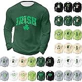 St Patricks Day Shirt Men Waffle Long Sleeve Shamrock Irish Saint Pattys Tops Plus Size Crewneck Casual Tee Shirts