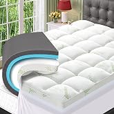 MASVIS 4 Inch King Mattress Topper, 2-in-1 Dual Layer Design, 2" Gel Memory Foam and 2" Pillow Top Mattress Pad Cover, Viscose Made from Bamboo, Pressure Relief &amp; Medium Firm Support