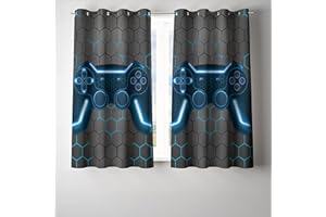 NTBED Game Console Blackout Curtains Drapes for Kids Bedroom Play Room Rod Pocket 2 Panels Darkening Window Treatment, 52Wx72L, Blue