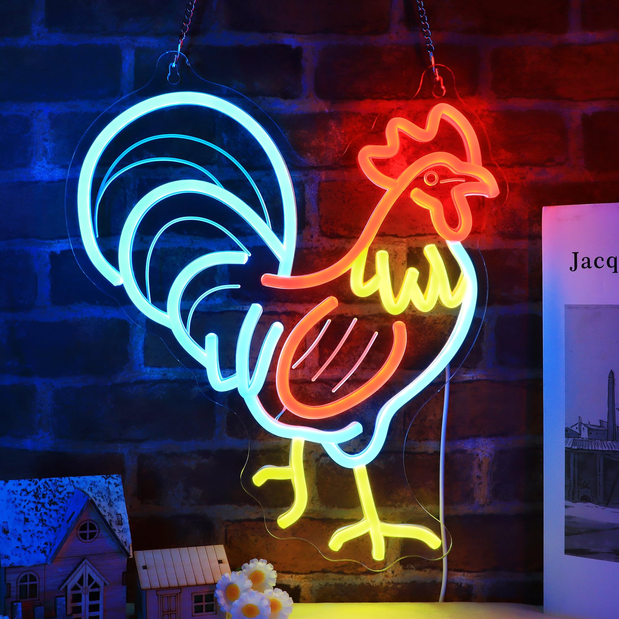 Photo 1 of Ammonite Rooster Neon Sign, LED Neon Lights for Room Wall Table Decor Art, Home Party Birthday Holiday Gift for Kids Teens Adults