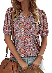 KISSMODA Women's Tunic Tops Casual V Neck Short