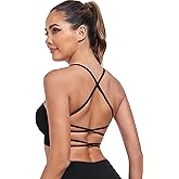 Lusait Sports Bras for Women Medium Support Thin Straps Sexy Criss-Cross Yoga Bra Gym Crop Top for Workout