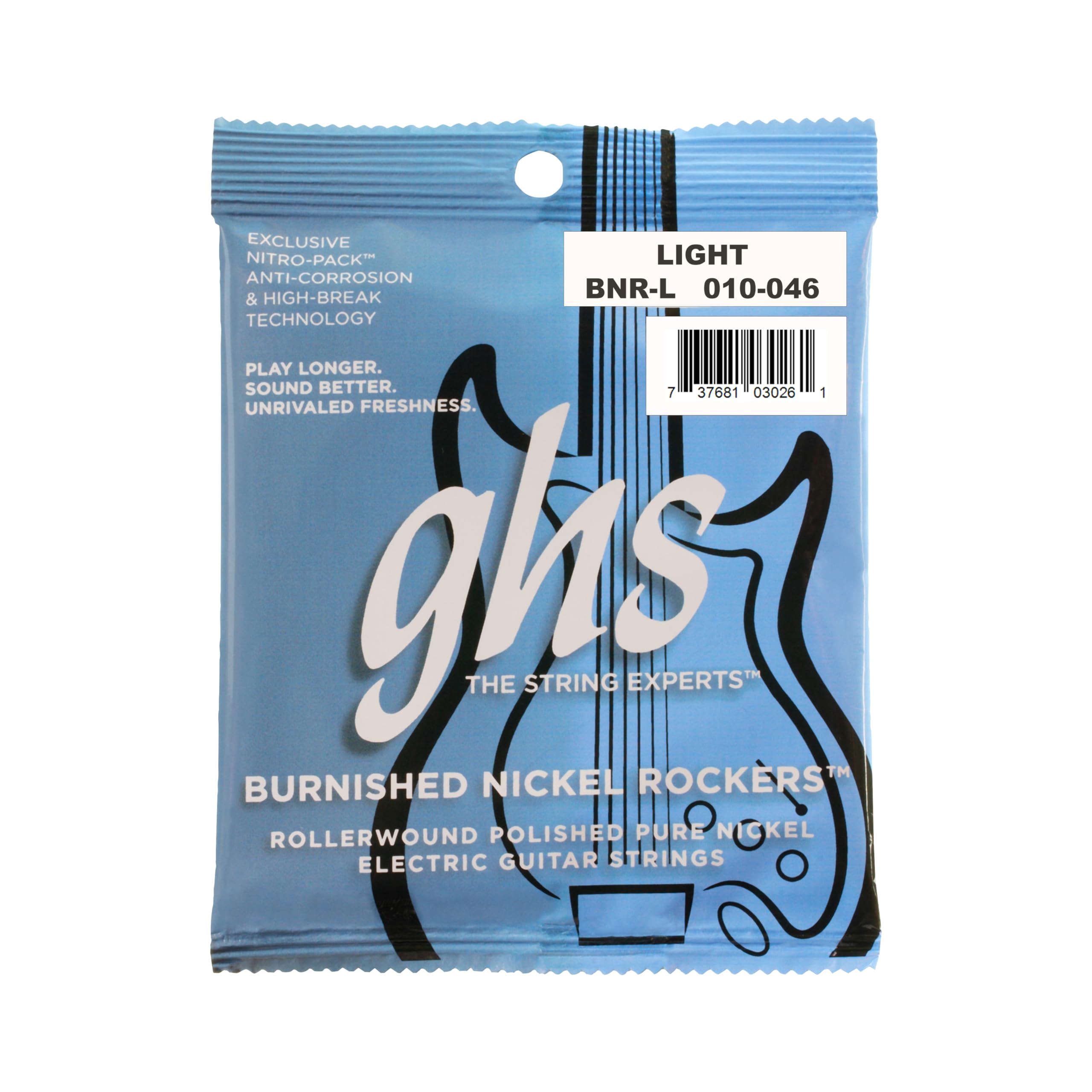 GHS BNRL 10 - 46 Light Burnished Nickel Rocker Guitar String Set — image 1