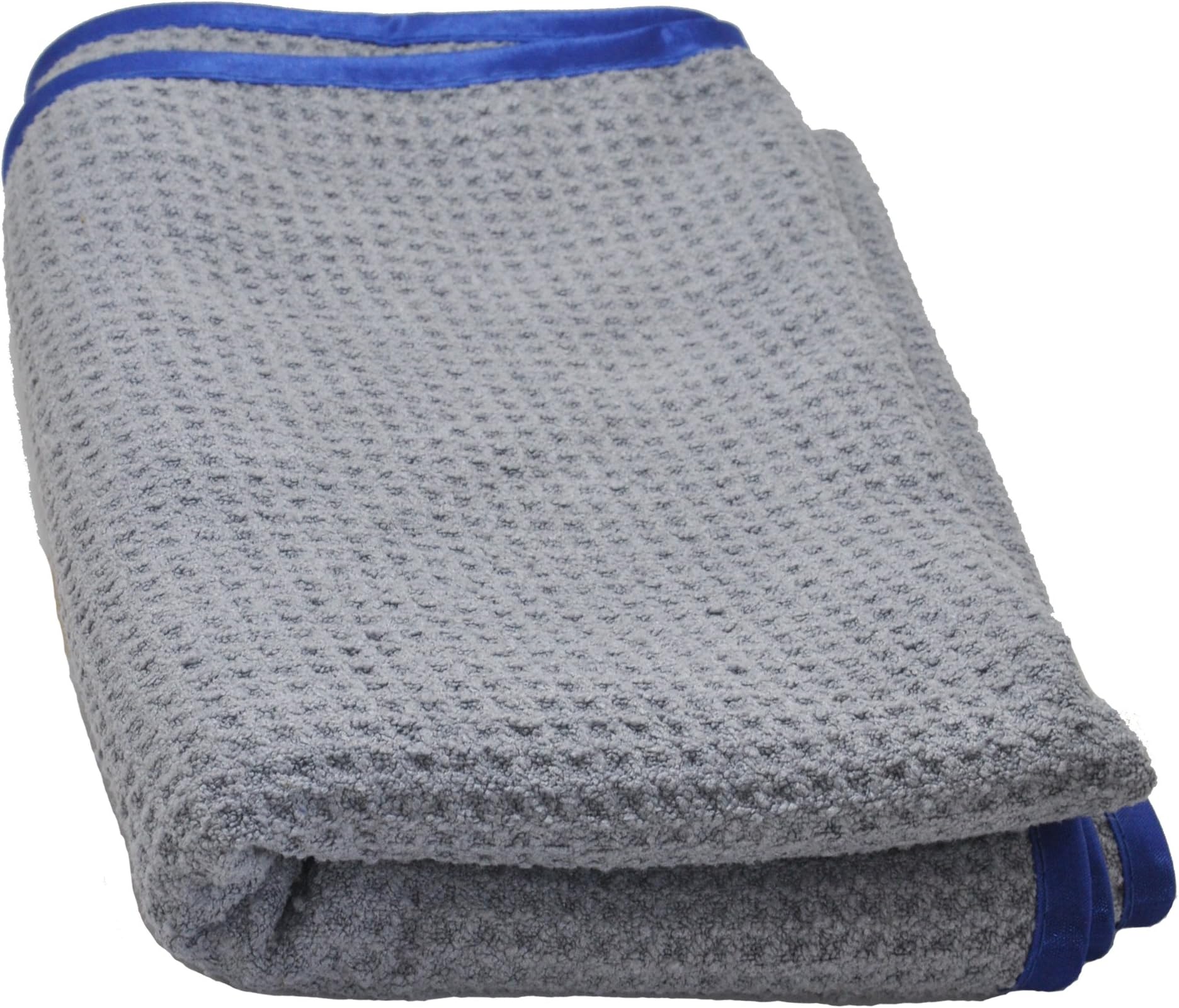 Detailer 365Ultraplush Premium Waffle Microfiber Towels 400 GSM Thread Count for Ultra Smooth Polishing and Drying | Super Absorbent with Silk Lined Border (1 Pack, Grey/Blue 24" x 36")
