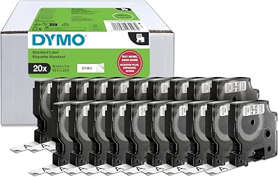 Dymo Authentic D1 Labels Black on White 12mm x 7m 20 Rolls for LabelManager