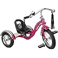 Schwinn Roadster Bike for Toddler, Kids Classic Tricycle, Low Positioned Steel Trike Frame w/ Bell & Handlebar Tassels, Rear Deck Made of Genuine Wood, Boys and Girls Ages 2-4 Year Old, Bright Pink