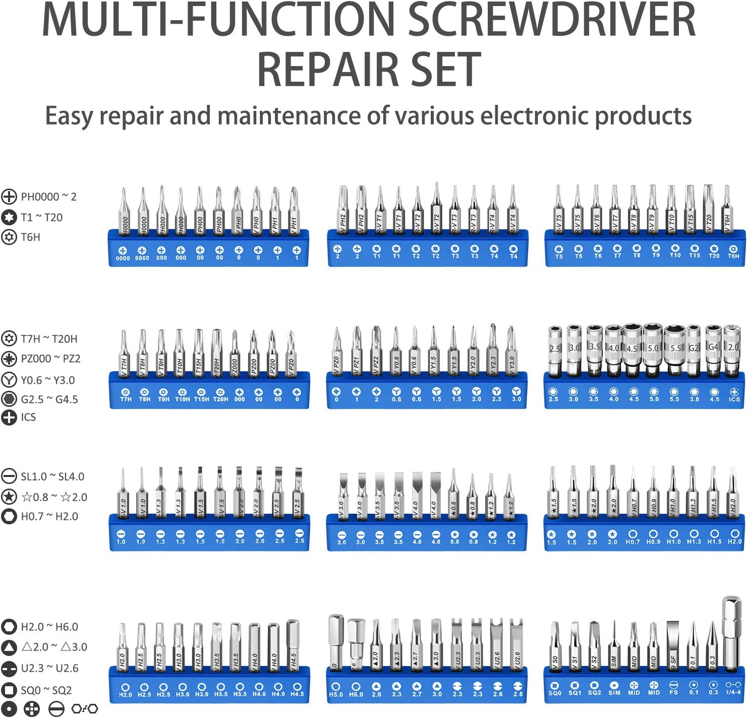 140 IN 1 Precision Magnetic Screwdriver Set for Computer, Professional Screen Repair Kit for iPhone, Samsung, Small Impact Screw Driver Set for HP Laptop, Asus PC, Glass,Ps4, Electronic DIY Hand Tools: Home Improvement