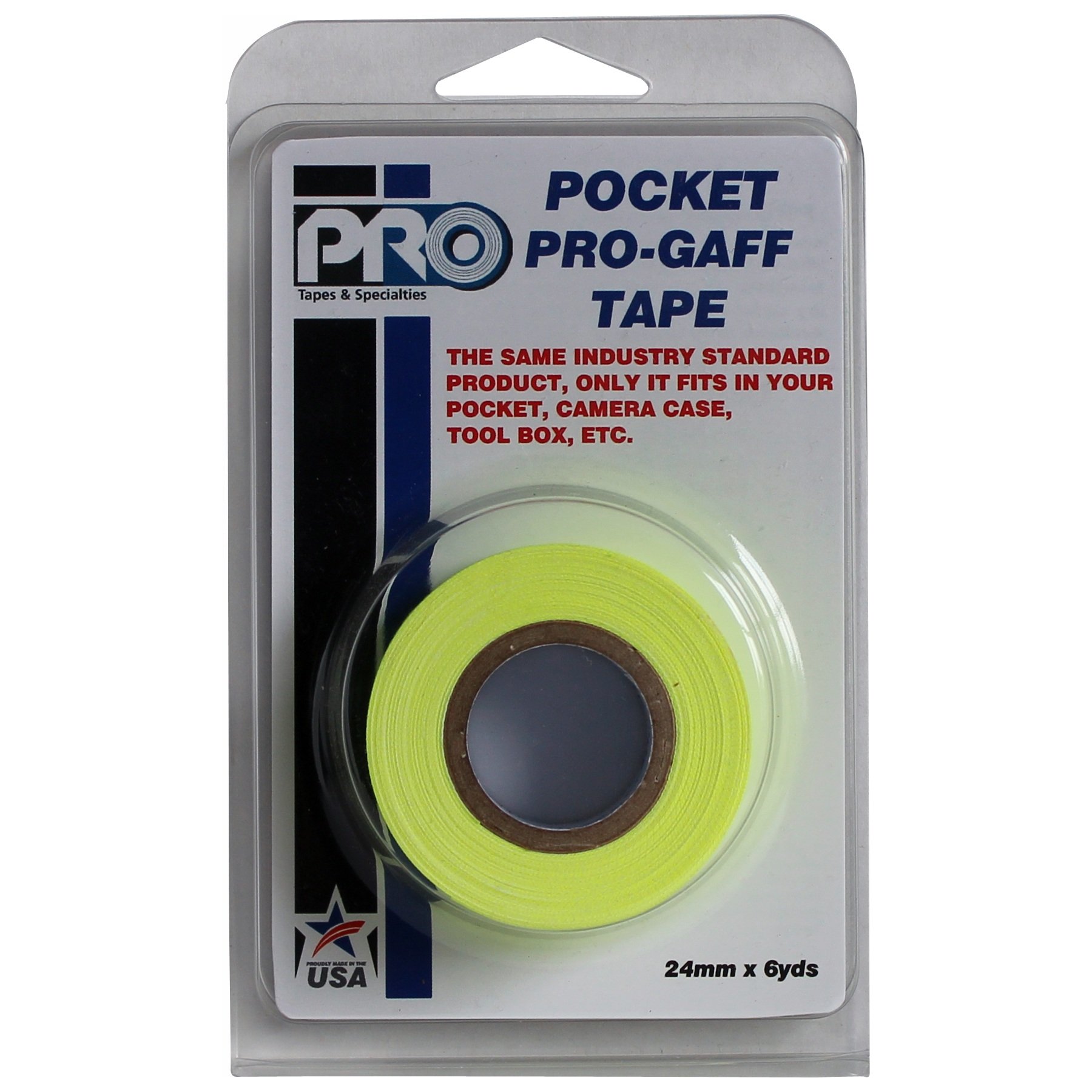 Pocket Pro-Gaff RS127RPYE25X5.4 25 mm x 5.4 m Fluorescent Matt Cloth Tape