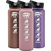Mama Bear Water Bottle for Birthday and Mother's Day - Personalized 40 oz. With 8 Colors, Names up to 6 Cubs, 14 Font Options - Custom Gift for Mom From Daughter