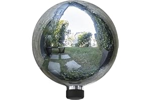 Alpine Corporation 10" Diameter Indoor Outdoor Glass Gazing Globe Yard Decoration, Silver