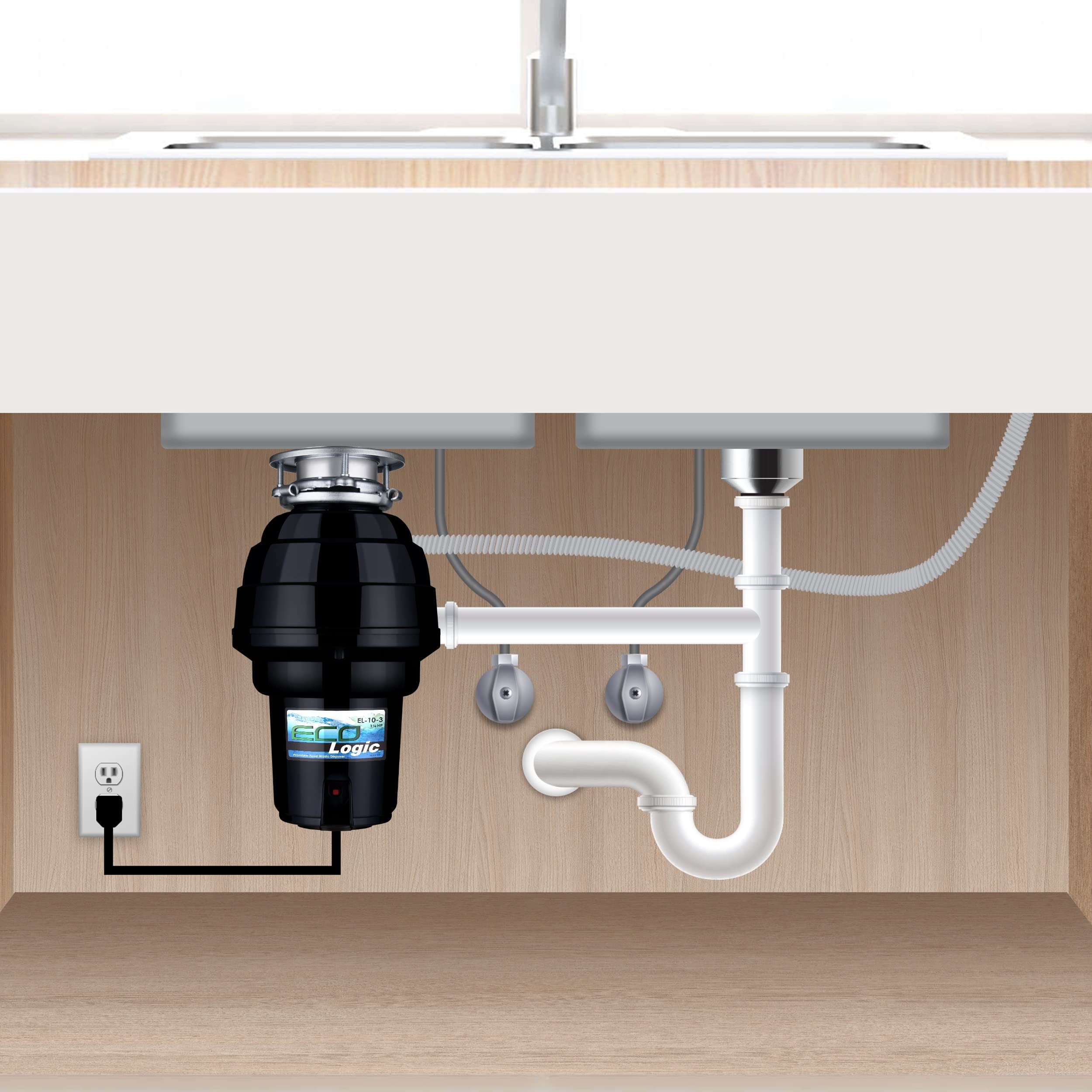 Eco Logic EL10DSBK 10 Designer Series Food Waste Disposer With Black