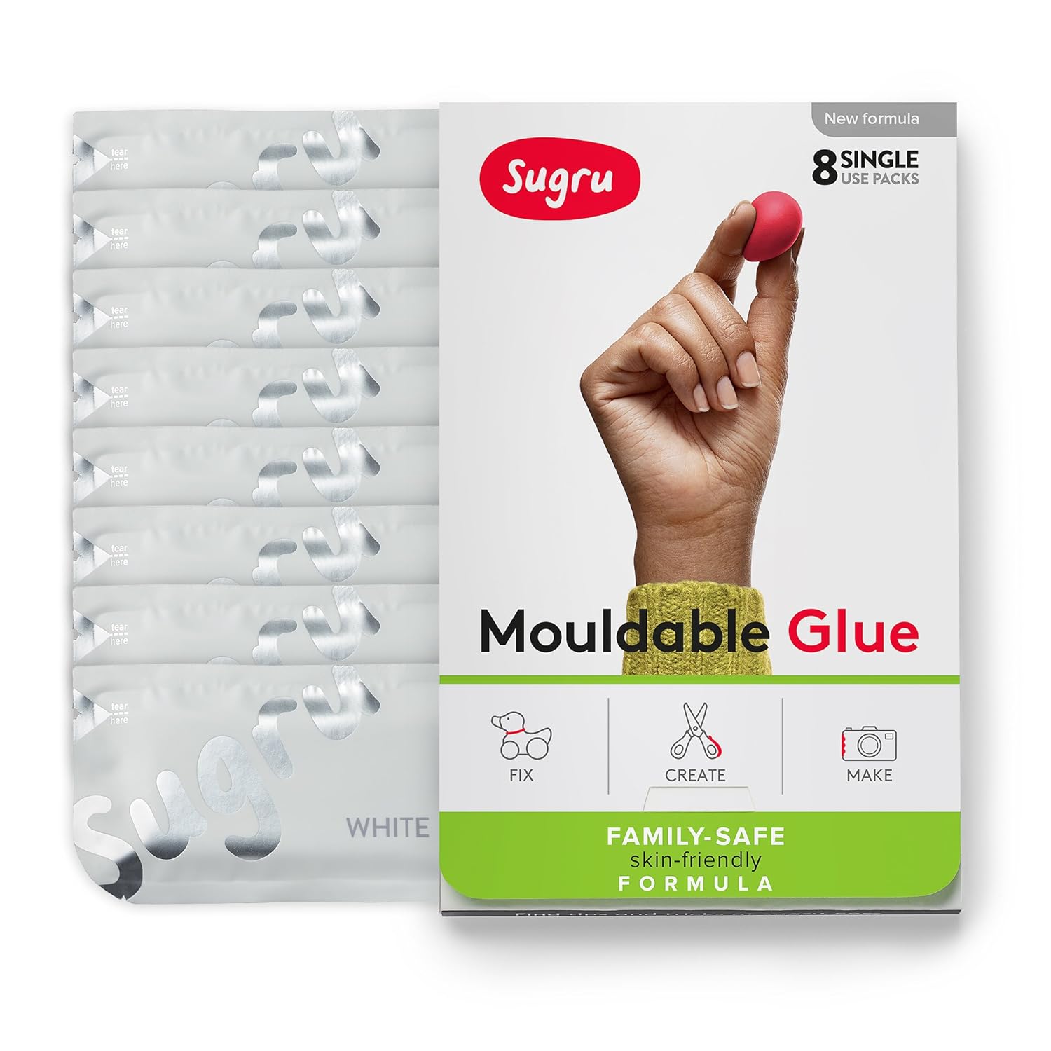 Sugru i moldeable pegamento – family safe  hipoalergénico fórmula –   unidades color blanco