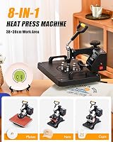CREWORKS 30x38cm 8-in-1 Swing Away Heat Press 1250W T-Shirt Mug Cap Plate view 2