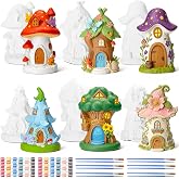 Thyle 6 Set 5 Inch Ceramic Fairy House to Paint, Fairy Garden House Kit | Paint Your Own Mini Mushroom Houses Statue for DIY Spring Summer Arts and Craft Projects for Outdoor Decor