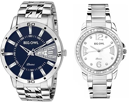 Bigowl Wrist Watch Couple Combo for Men and Women MEN02-WOMEN02