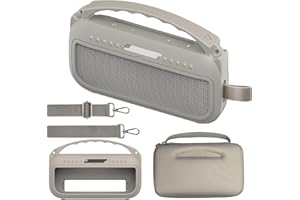 JCHPINE Silicone Cover and Hard Travel Case for Bose SoundLink Flex Bluetooth Portable Speaker, Protective Holder for Bose SoundLink Flex Speaker Accessories (Sandstone Case)