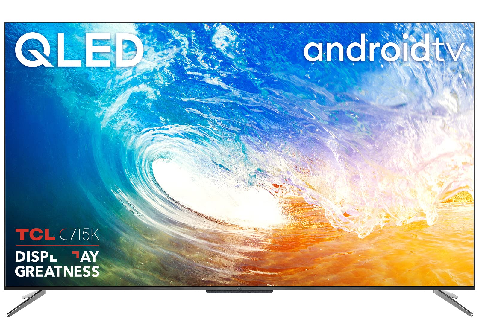 TCL 50C715K 50 Inch QLED Television, 4K Ultra HD HDR 10+ Dolby Vision, Smart Android TV with Freeview Play, Prime Video, Hands-Free Voice Control, Frameless Design, Works with Google Assistant & Alexa