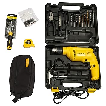 STANLEY SDH600KV 13mm 600Watt Hammer Drill and Hand Tools Kit for Home,DIY and