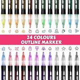 Lenski Glitter Pens 24 Colors Outline Markers for Kids Arts Craft Gift view 4