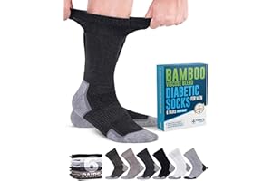 Doctor's Select Bamboo Viscose Black Diabetic Socks Men 9-12 - 7 Pairs Crew Stretch Top Mens Diabetic Socks
