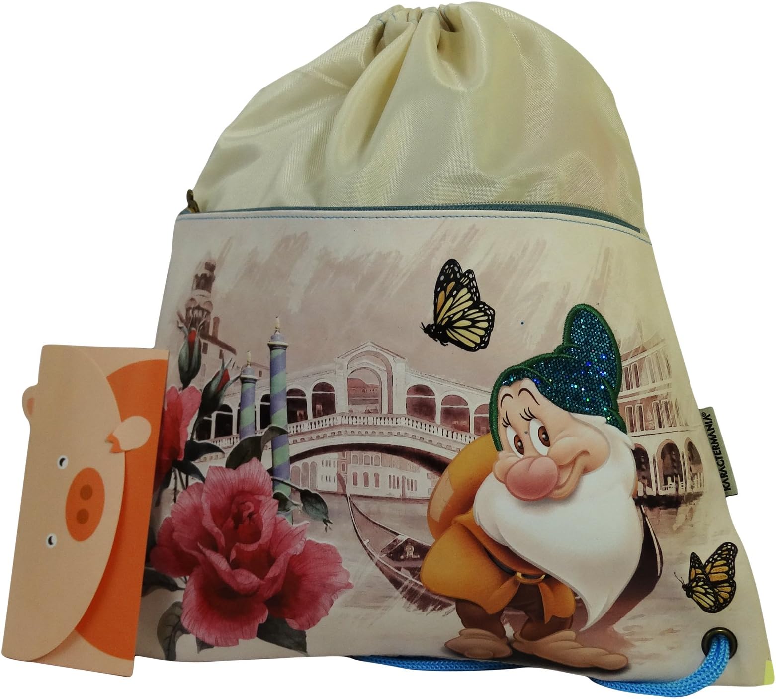 Disney Bashful River Drawstring Gym Backpack Daypack Travel Bag Slim