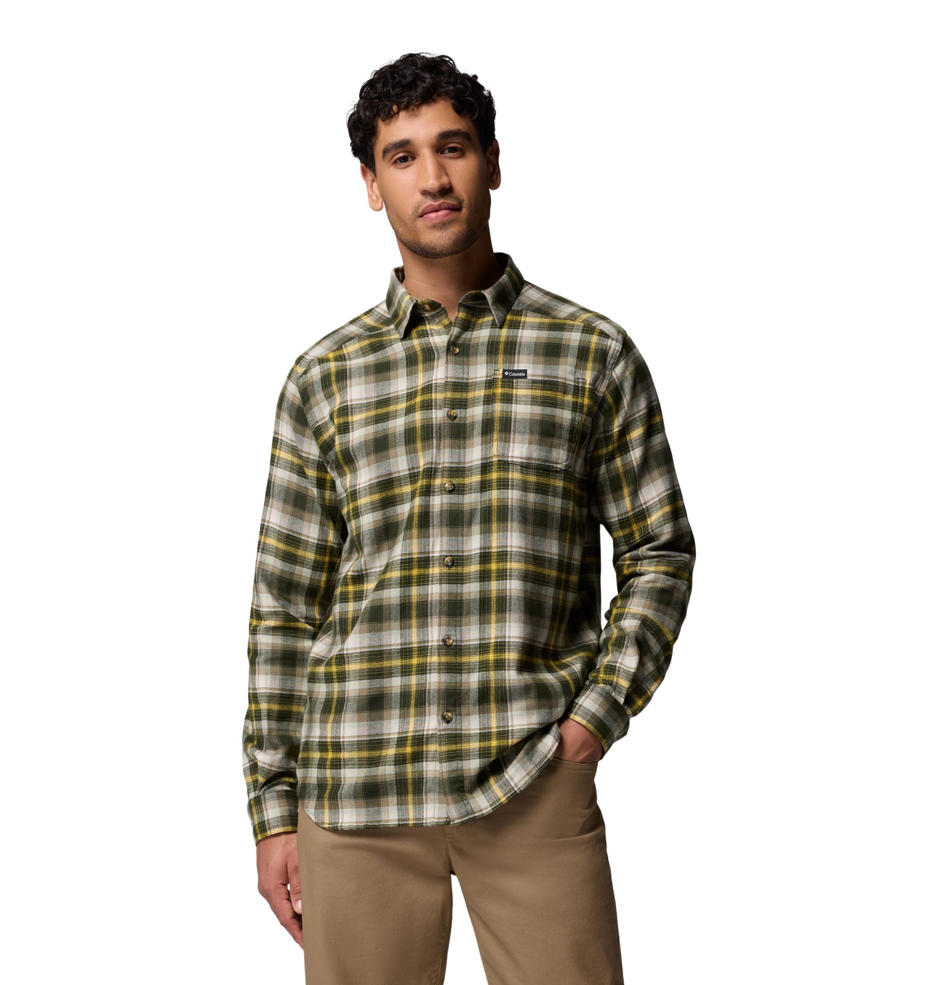 Columbia Mens Cornell Woods Flannel Long Sleeve Shirt, Greenscape Backland Tartan, X-Large Image