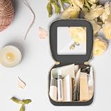 Prite Small Clear Makeup Bag with Gift Box Black Dual Zippers Waterproof PU view 8