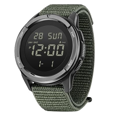 CakCity Digital Watch Military Watches for Men Black Tactical Sports Waterproof Men's Women's Wrist Watch with LED Backlight Nylon Band Stopwatch,Green
