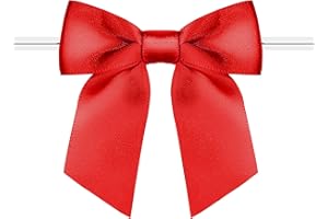 RAINBOW PANA RainbowPana 120 Pack Christmas Luxury Twist Tie Bows, Red 3" Satin Ribbon Pretied Bows, Premade Craft Decoration for Package Cake Pop Basket Favors Cookie Candy, Gift Wrapping Baby Shower Wedding