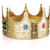 Crown Display Gold Royal King &amp; Queen Crown for Adults - Party Costume
