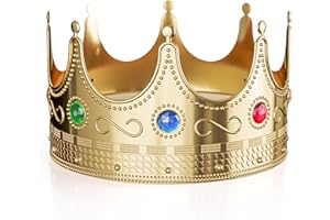 Gold Crown Display Royal Queen and King Crown Luxurious Royal Crowns for Women and Men - 0.75" x 8" Perfect for Parties Prom King Regal Decor & Crowns for Kids Royalty Themed Events