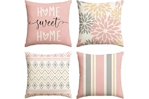 AVOIN colorlife Dahlia Flowers Pink Throw Pillow Covers, 18 x 18 Inch Sweet Home Living Room Outdoor Cushion Case Decoration 