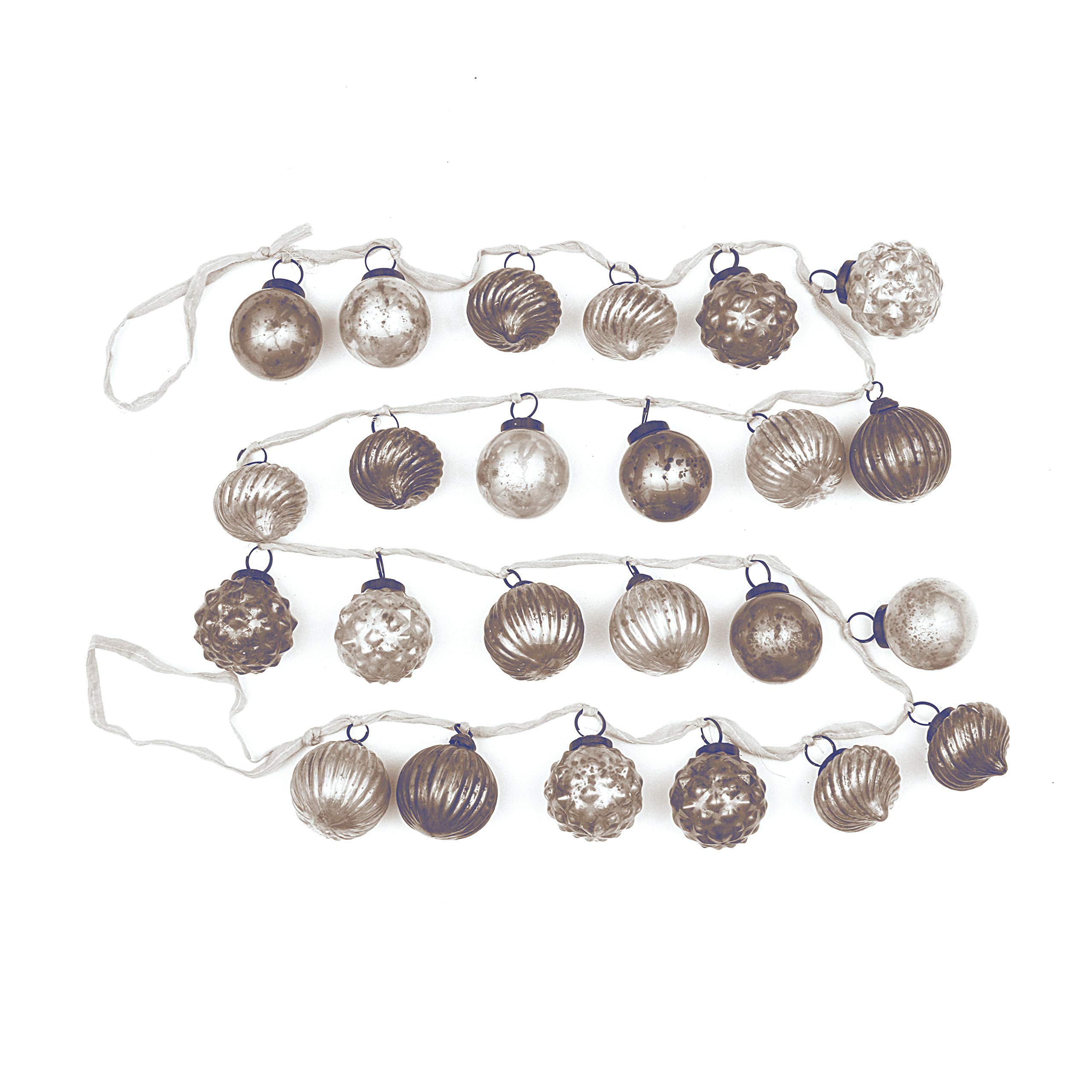Photo 1 of Creative Co-Op Embossed Mercury Glass Small Ornament Garland, 72" Long