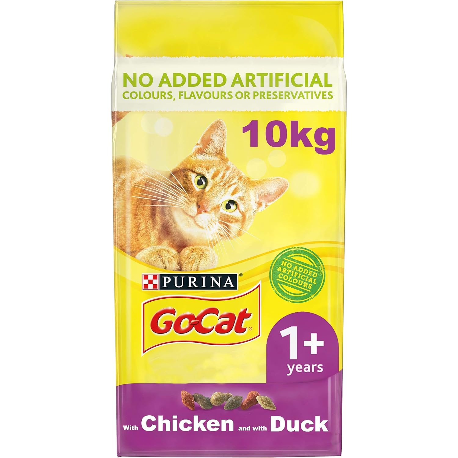 Purina GoCat Adult Cat with Chicken and with Duck Dry Food, 10 kg