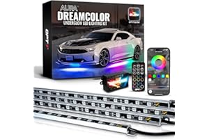 OPT7 Aura DreamColor Underglow Chasing Lights for Car with APP & Remote Control, Waterproof Rigid Aluminum LED Light Bar, Exterior Neon Accent Underbody RGBIC Light Kit, Multi Colors Music Mode, 12V