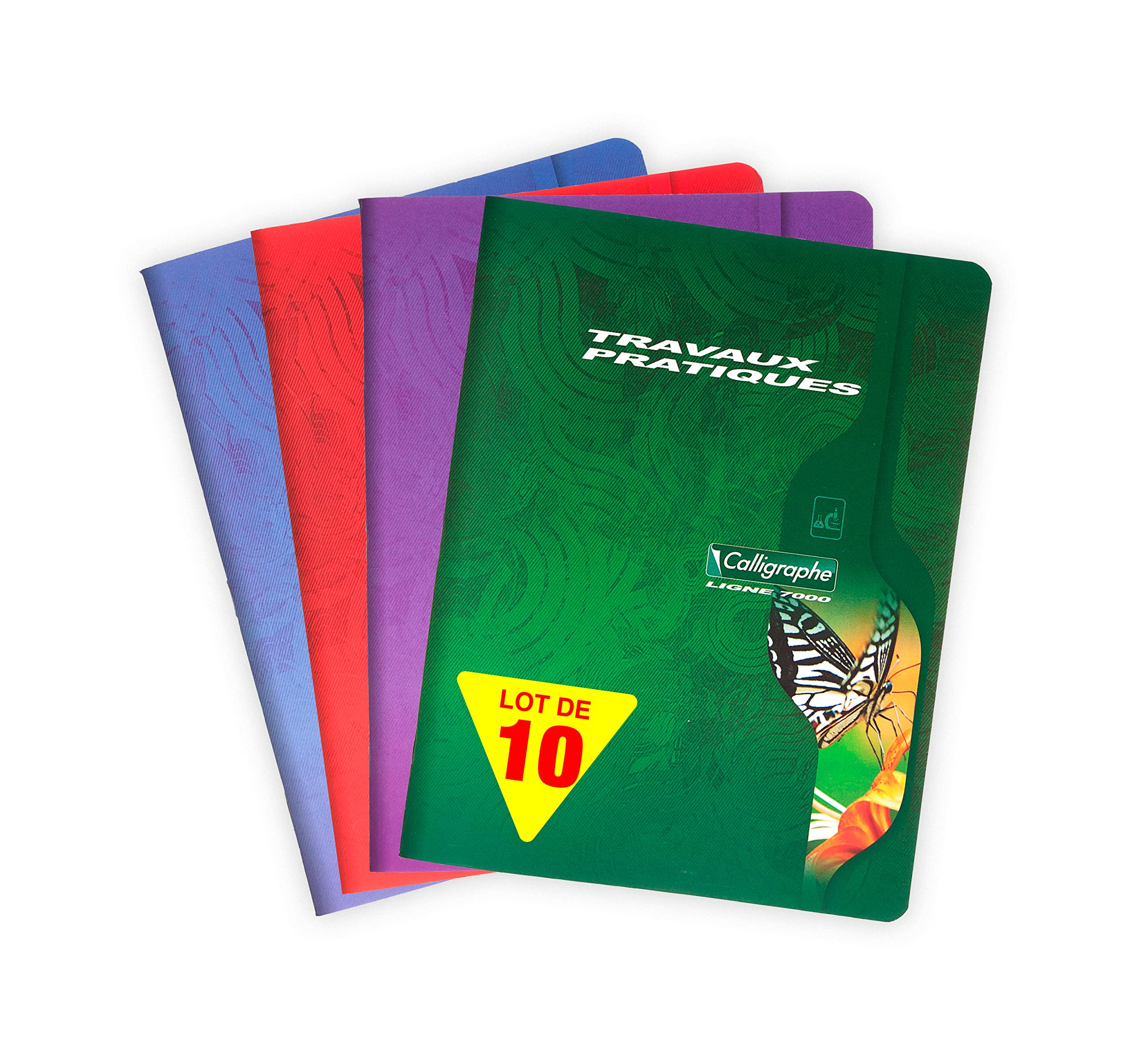 Calligraphe 2592C Set of 10 Practical Workbooks (Clairefontaine) - 17x22 - 96 Seyes Ruled Pages 70g - Plain Pages 90g - Varnished Card Cover Random Colours