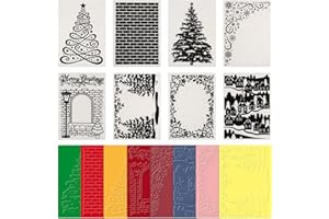 Chivertion 8 Pack Christmas Embossing Folders for Card Making Embossing Stencil Template DIY Plastic Paper Card 5.9 x 4.1 Inch for Scrapbooking Crafts Photo Album
