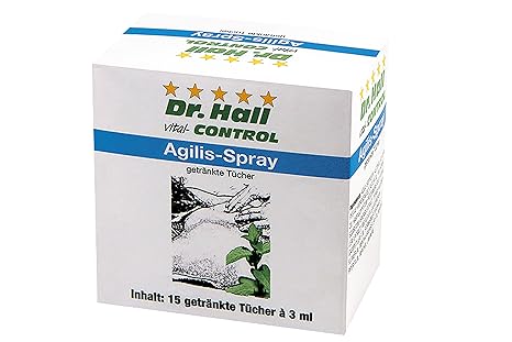 Agilis-Spray, getränkte Tücher - mit speziellen Kräuterextrakten aus Teufelskralle, Thymian,und mehr. Anwendbar für Knie, Füß