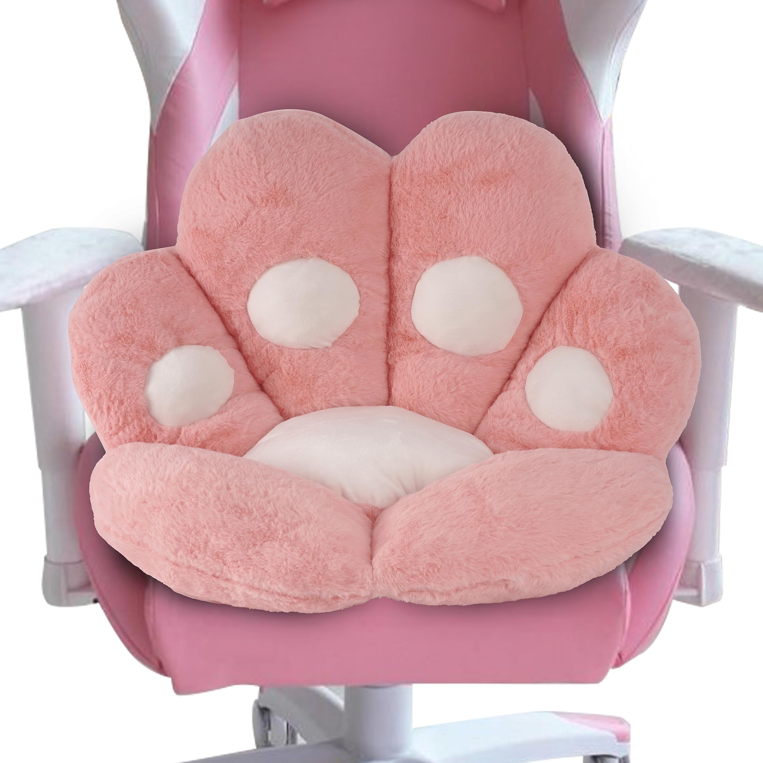 FlyGulls Cat Paw Cushion Kawaii Cat Paw Pillow for Computer Gaming Chair Comfy Chair Cushions for Office Plush Cute Pillows for Room Decor (Pink, 70 x 60 cm/27.5 x 23.6 Inch)