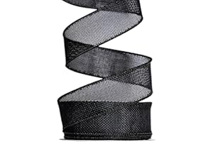 Ribest Burlap Black Wired Ribbon, 1 1/2 inch 10 Yard, Jute Ribbon for Decoration Bows Craft Gift Wrapping Wreath Sewing