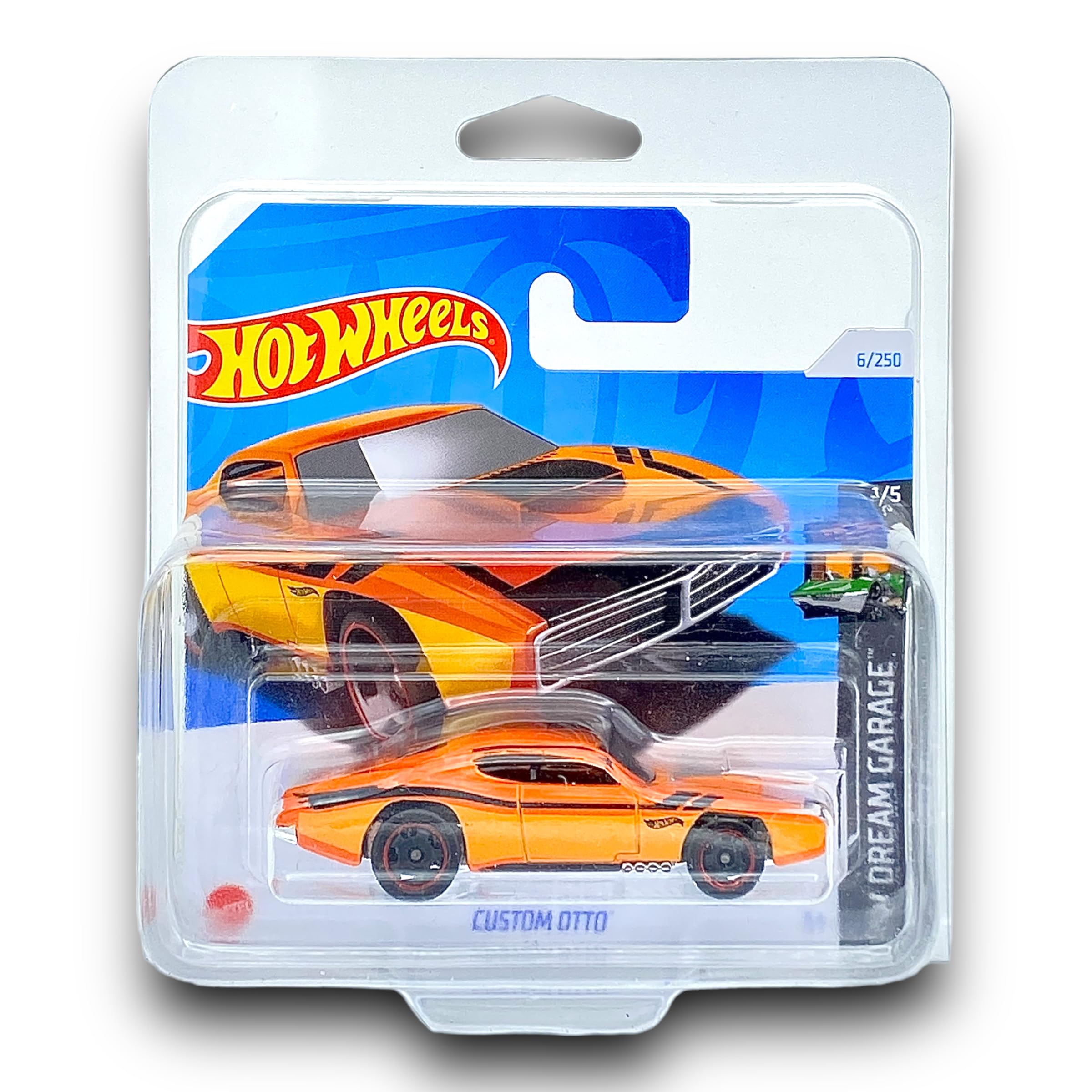 Hot Wheels Custom Otto (Orange) 1/5 HW Dream Garage - 2024-6/250 (Short Card) - COMES IN A KLAS CAR KEEPER SHORT CARD PROTECTOR CASE - HTB49